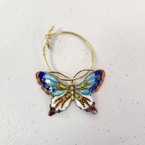 Vintage Cloisonne Blue Butterfly Christmas Tree Ornament